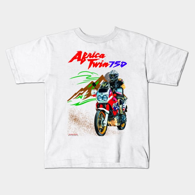 Africa twin mountains 750 Kids T-Shirt by EvolutionMotoarte